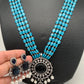 Blue Stone AD Victorian Polish Pendent and Blue Beads Necklace