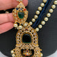 Green Stone AD Pendent and Green Crystal Beads Pearls Necklace