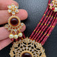 Red Stone AD Pendent and Pink Onyx Beads Necklace