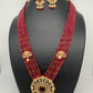 Red Stone AD Pendent and Pink Onyx Beads Necklace