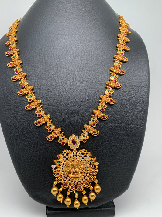 Goddess Lakshmi Multi Stone Long Necklace