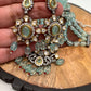 Kundan Mint Green Stone Victorian Polish Pendent with Mint Green Beads Necklace Set