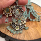 Kundan Mint Green Stone Victorian Polish Pendent with Mint Green Beads Necklace Set