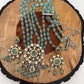 Kundan Mint Green Stone Victorian Polish Pendent with Mint Green Beads Necklace Set