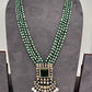 Red Stone AD Victorian Polish Pendent and Yellow Beads Necklace