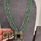 Red Stone AD Victorian Polish Pendent and Yellow Beads Necklace