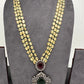 Red Green Stone AD Victorian Polish Pendent and Yellow Beads Necklace