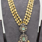 Mint Green Stone AD Victorian Polish Pendent and Yellow Beads Necklace