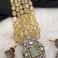 Mint Green Stone AD Victorian Polish Pendent and Yellow Beads Necklace