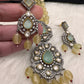 Mint Green Stone AD Victorian Polish Pendent and Yellow Beads Necklace