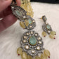 Mint Green Stone AD Victorian Polish Pendent and Yellow Beads Necklace