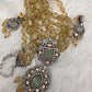 Mint Green Stone AD Victorian Polish Pendent and Yellow Beads Necklace