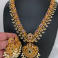 Red Stone Peacock Floral Design Long Necklace