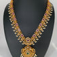 Red Stone Peacock Floral Design Long Necklace
