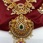 Red Stone Peacock Floral Design Long Necklace