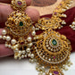 Red Stone Peacock Floral Design Long Necklace