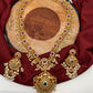 Red Stone Peacock Floral Design Long Necklace