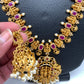 Ram Paarivar Pendent Goddess Lakshmi Red Stone Long Necklace