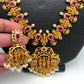 Ram Paarivar Pendent Goddess Lakshmi Red Stone Long Necklace