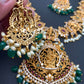Dashavataram Red Green Stone Green beads Long Necklace
