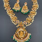 Dashavataram Red Green Stone Green beads Long Necklace