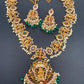 Dashavataram Red Green Stone Green beads Long Necklace