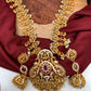 Goddess Lakshmi Red Stone CZ Peacock Long Necklace