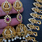 Goddess Lakshmi Red Stone CZ Peacock Long Necklace