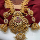 Goddess Lakshmi Red Stone CZ Peacock Long Necklace