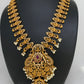 Goddess Lakshmi Red Stone CZ Peacock Long Necklace