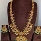 Red Green Stone Peacock Green beads Long Ethnic Necklace