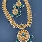 Green Stone Peacock Design Green beads Long Ethnic Necklace