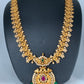 Red Green Stone Peacock Design Green beads Long Ethnic Necklace