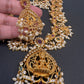 Goddess Lakshmi Elephant Rice Pearls Guttapusalu Long Necklace