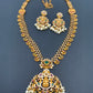 Goddess Lakshmi Peacock Multi Stone Pearls Long Necklace