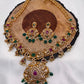 Red Green Stone Green beads Long Ethnic Necklace