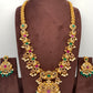Red Green Stone Green beads Long Ethnic Necklace