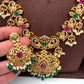 Red Green Stone Green beads Long Ethnic Necklace