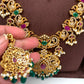 Red Green Stone Green beads Long Ethnic Necklace