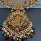 Dashavataram Red Green Stone Red Green beads Long Necklace