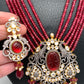 Kundan AD Victorian Dual Tone Pendent Pink Beads Mala