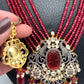 Kundan AD Victorian Dual Tone Pendent Pink Beads Mala