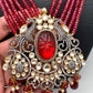 Kundan AD Victorian Dual Tone Pendent Pink Beads Mala