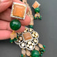 Kundan AD Peach Stone Dual Tone Pendent Peach Beads Mala