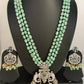 Kundan AD Mint Green Stone Victorian Pendent Mint Green Beads Mala