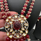 Kundan AD Red Stone Silver Finish Pendent Maroon Beads Mala