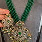 AD Green Stone Pendent Emerald Green Beads Long Mala