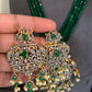 AD Green Stone Pendent Emerald Green Beads Long Mala