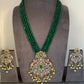 AD Green Stone Pendent Emerald Green Beads Long Mala