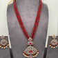 AD Red Stone Pendent Ruby Red Beads Long Mala